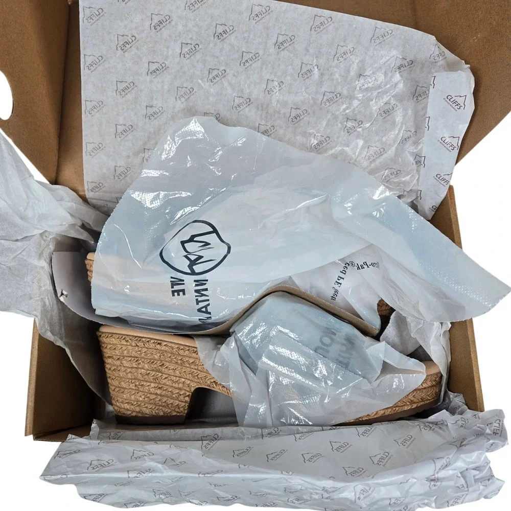Cliffs by White‎ Mountain Biankka Platform Woven Slide Sandals Black 10 NIB